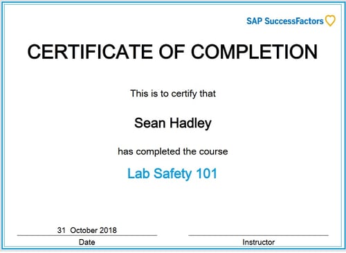 Course completion certificate (SuccessFactorsMyTalent)